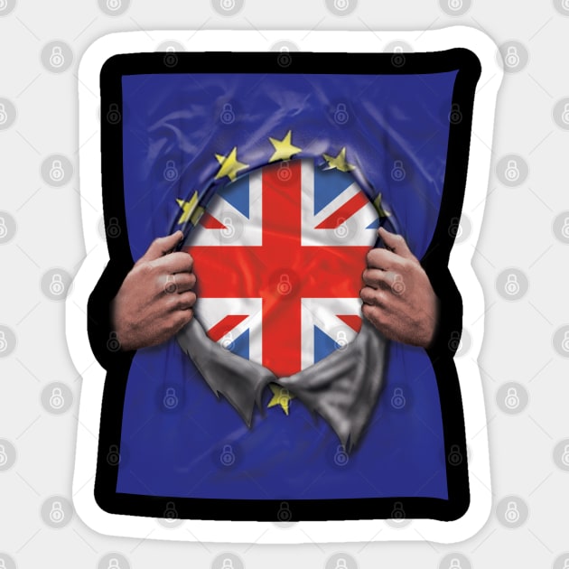 United Kingdom Flag European Union Flag Ripped Open - Gift for European Union Scottish Welsh Or Irish From United Kingdom Sticker by Country Flags